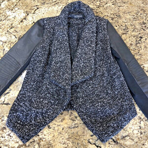 Size M Eclipse Womens Stylish Jacket Sweater Short Back Elongated Front Flaps CN